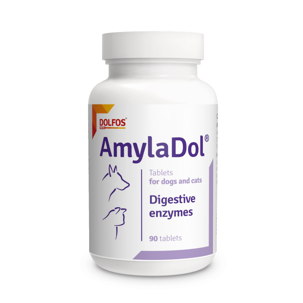 Amyladol contiene enzimas digesticas como la amilasa, lipasa o proteasa que para ayudar a regular los trastornos digestivos en perros y gatos.