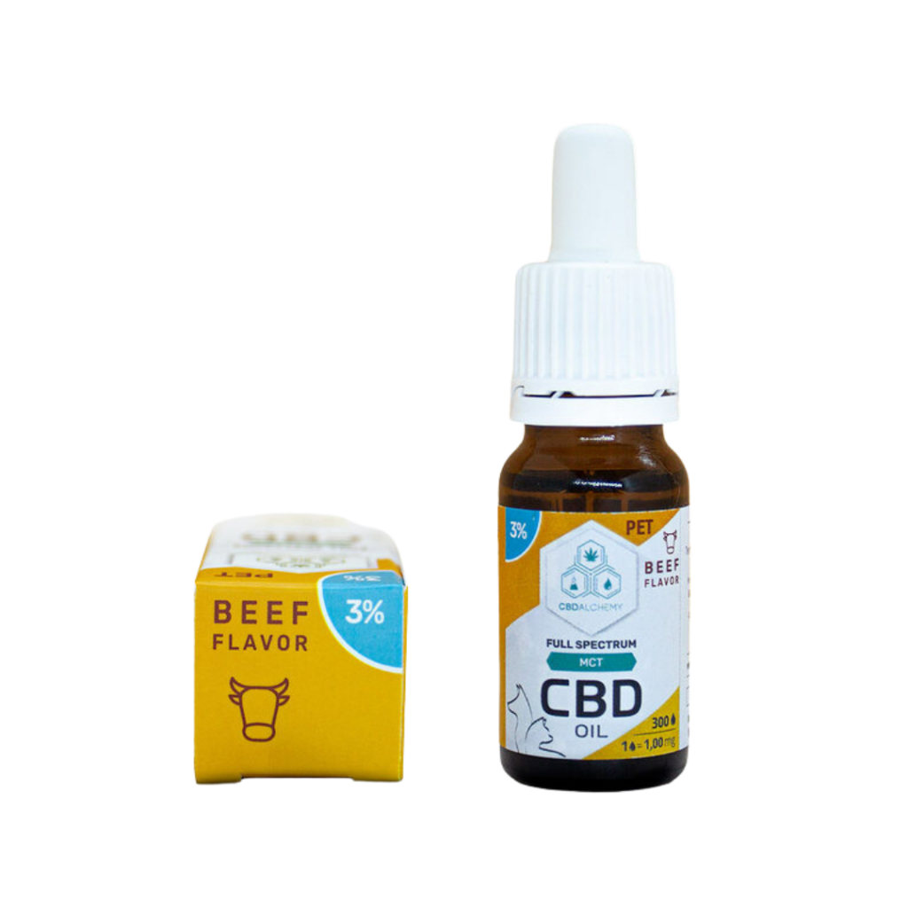 CBD para perros y gatos al 3% de espectro completo, es un extracto natural completo sin manipulación y rico en terpenos, y flavonoides..