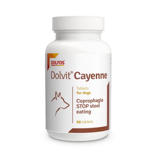 Dolvit Cayenne para perros ayuda a eliminar la coprofagia por deficiencia nutricional. Contiene vitaminas, minerales, enzimas , probióticos y vegetales.