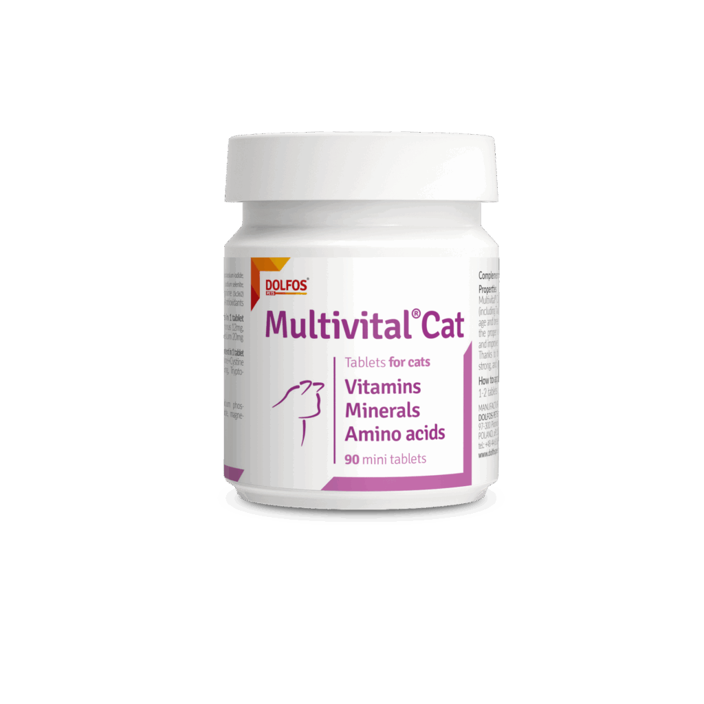 Multivital Dolfos gatos 90 mini comprimidos vitaminas, aminoácidos (incluyendo la taurina) y nutrientes minerales para gatos de todas las razas y edades
