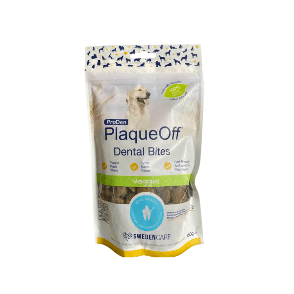Plaqueoff para perros (grandes) en croquetas, usadas a diario en su comida ayuda a eliminar la placa bacteriana, el sarro y el mal aliento.