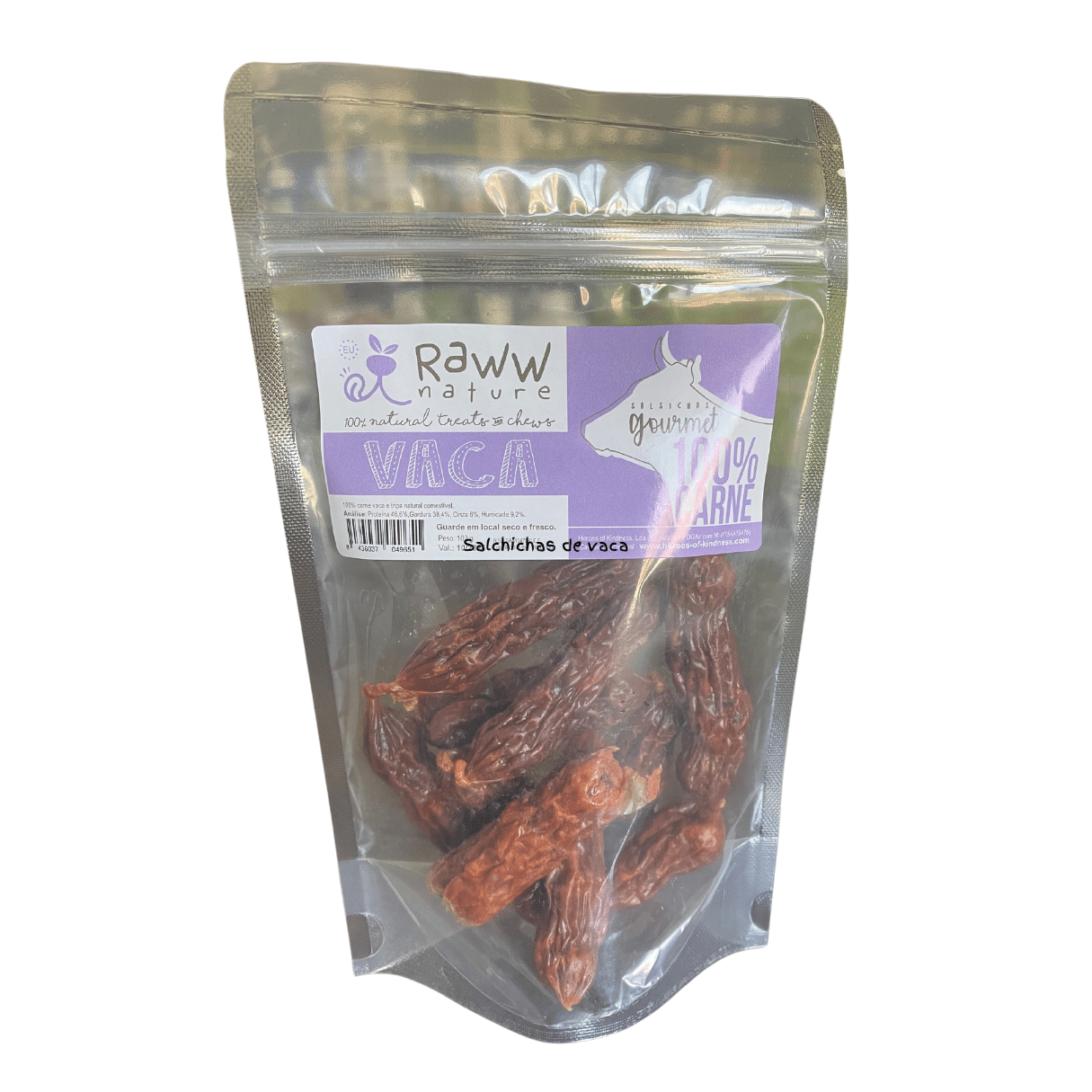 Salchichas de vaca , un gran snack para perros . No contiene cereales ni OGM. Están elaboradas con ingredientes de calidad